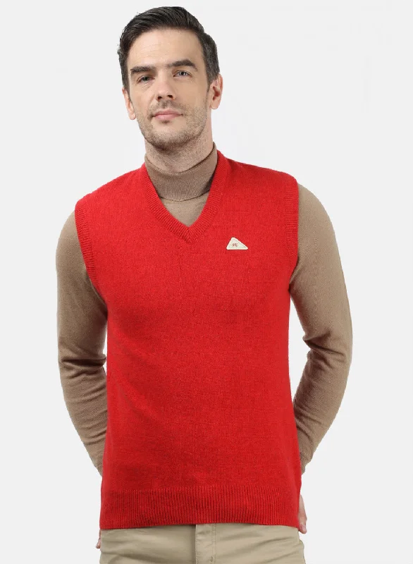 Men's Sweaters with Short SleevesMen Red Solid Sweater