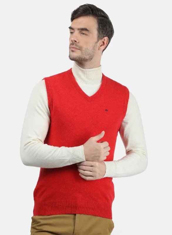 Men's Sweaters for AutumnMen Red Solid Sweater