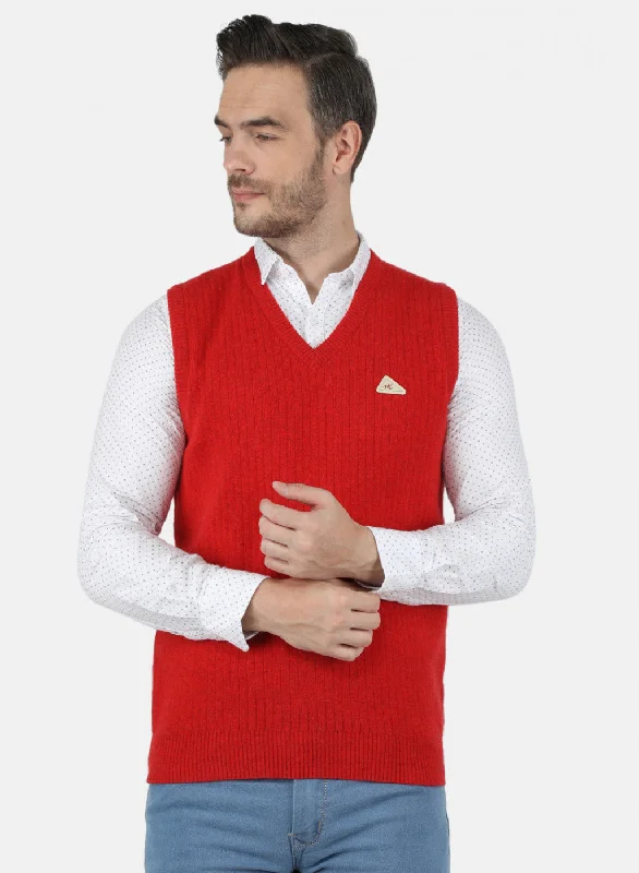 Men's Sweaters for AutumnMen Red Solid Sweater