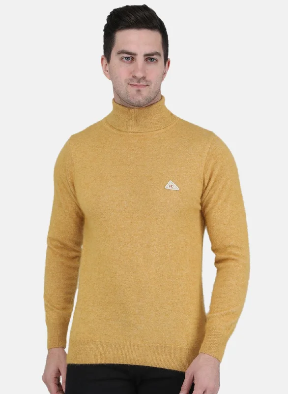 Men's Hoodies with Kangaroo PocketsMen Yellow Solid Pullover