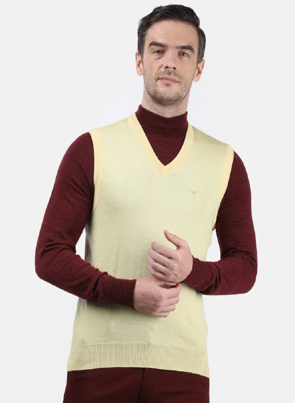 Men's Sweaters with High-Neck DesignsMen Yellow Solid Sweater