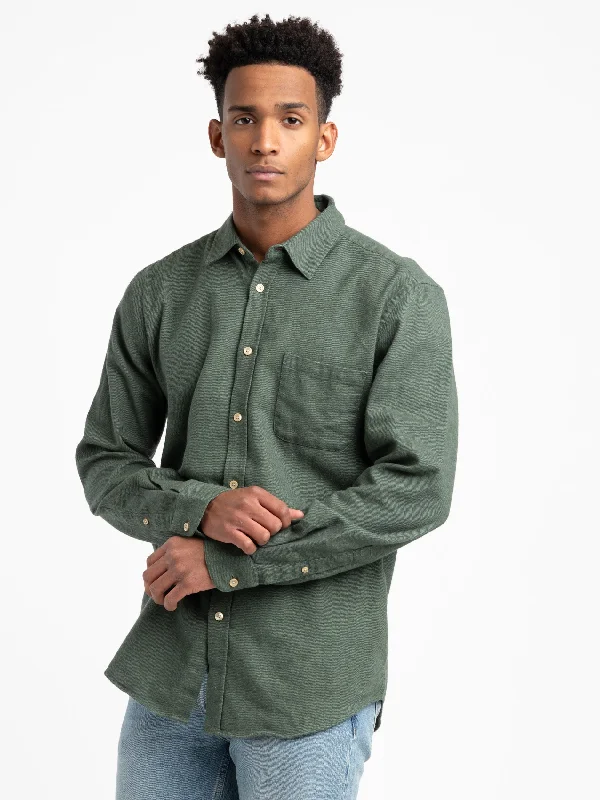 Men's Stain-Resistant Shirts for Mess-Free WearMoss Green Teca Flannel Shirt