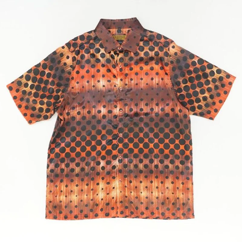 Striped Men's TopsOrange Polka Dot Short Sleeve Button Down