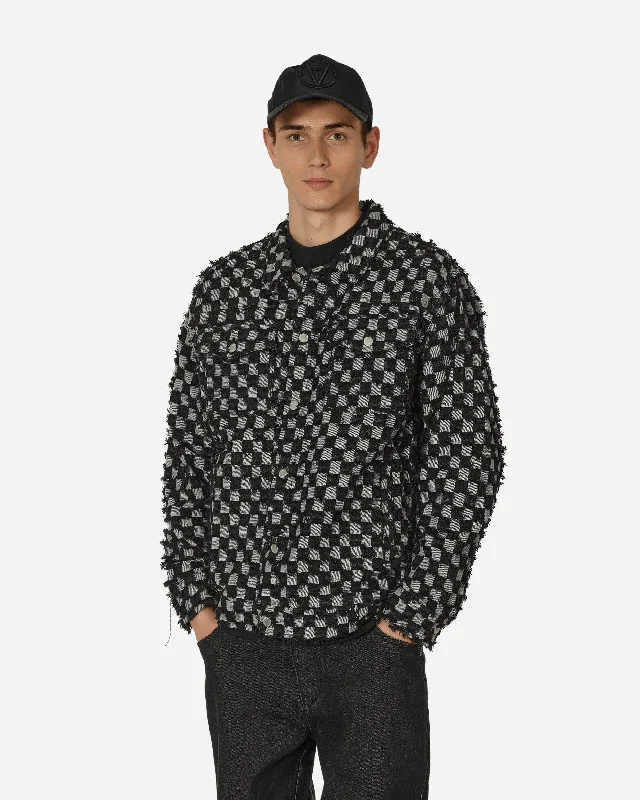 Luxurious Men's Cashmere CoatsCurfew Checker Trucker Jacket Black