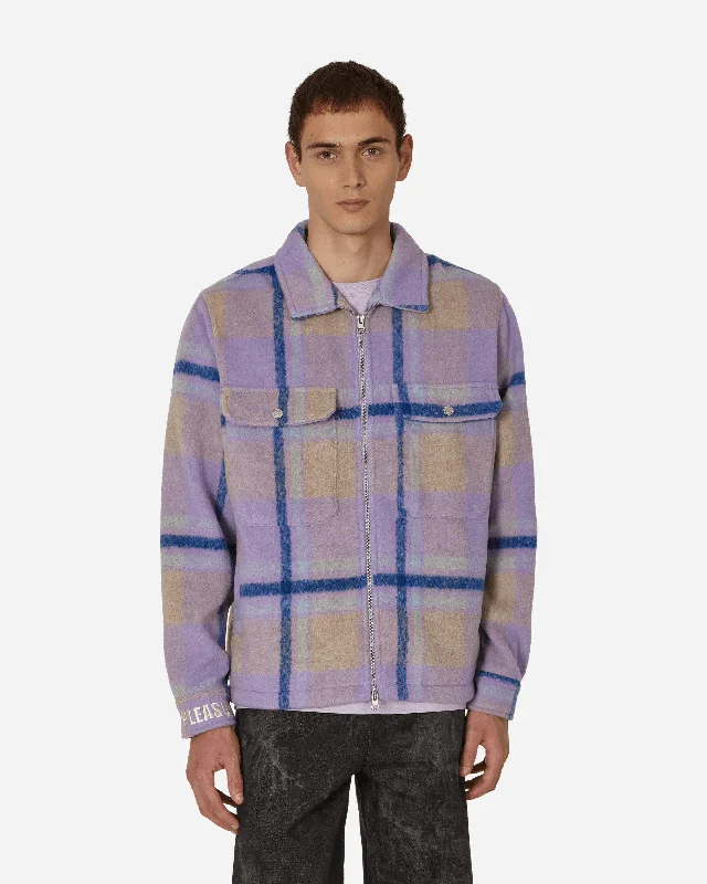 Unique Men's Flight JacketsFolklore Plaid Work Jacket Purple