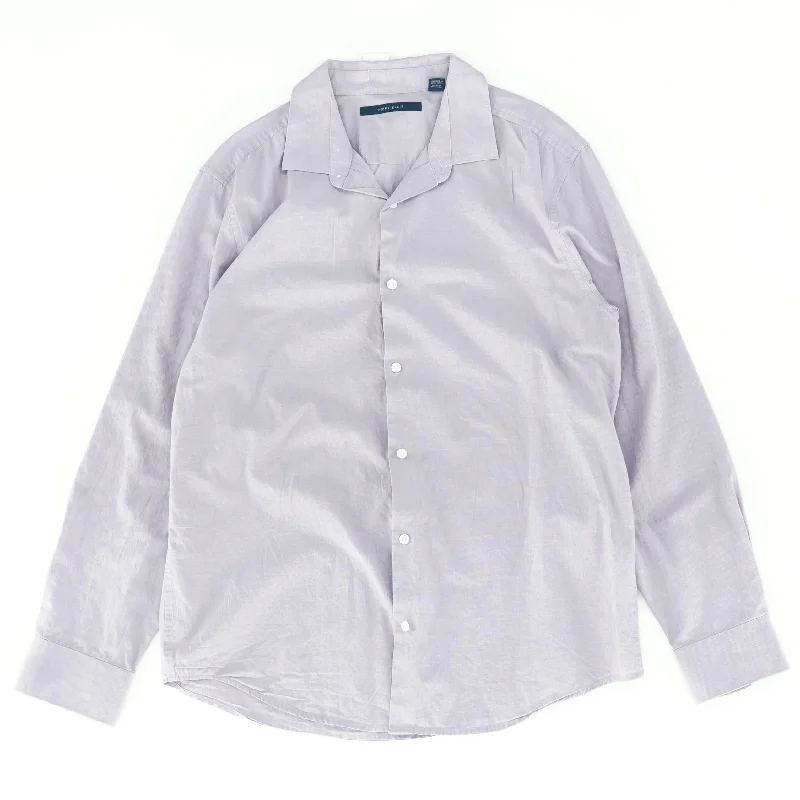 Men's Shirts with Scoop NecksPurple Solid Long Sleeve Button Down