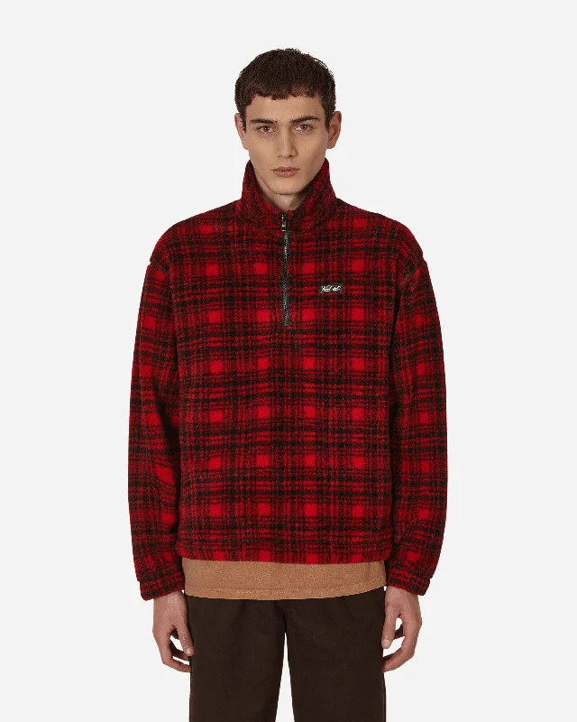 Men's Coats for Winter CampingWoolrich Half Zip Polar Fleece Red