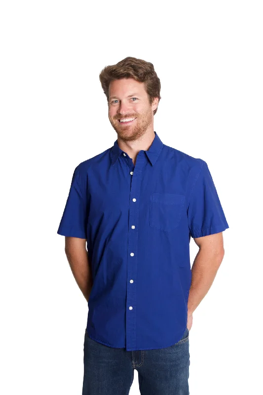 Men's Easy-Care Shirts for Busy LifestylesShort Sleeve Mill Shirt in Cobalt