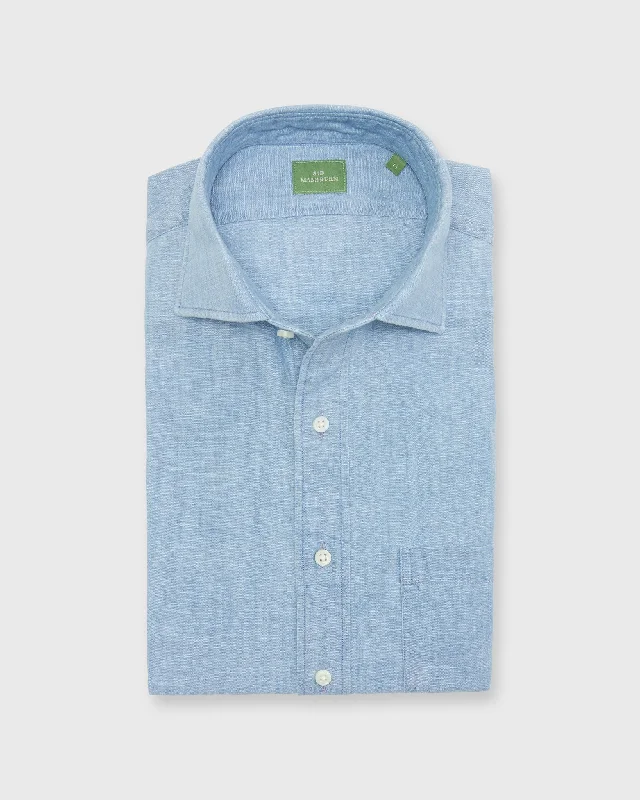 Men's Bamboo Fiber Shirts for Softness and BreathabilitySpread Collar Sport Shirt in Extra Light Washed Chambray