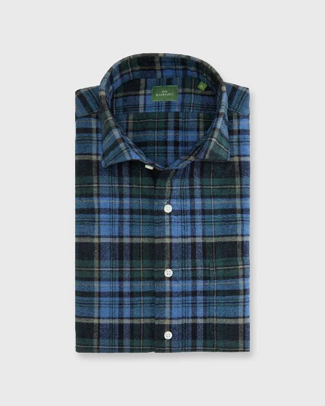 Men's Patterned Button-Down Shirts for Added InterestSpread Collar Sport Shirt in Green/Blue/Coal Plaid Flannel