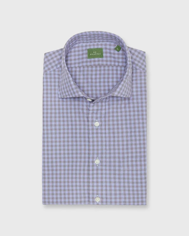 Men's Essential Dress Shirts for Everyday WearSpread Collar Sport Shirt in Grey/Peri Gingham Poplin