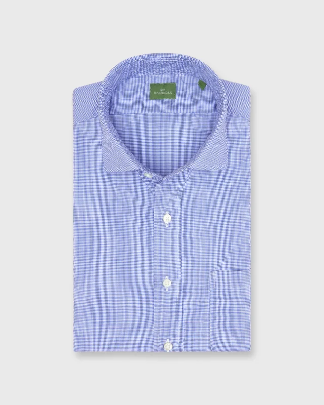 Durable Men's Work ShirtsSpread Collar Sport Shirt in Ink Micro Gingham Poplin