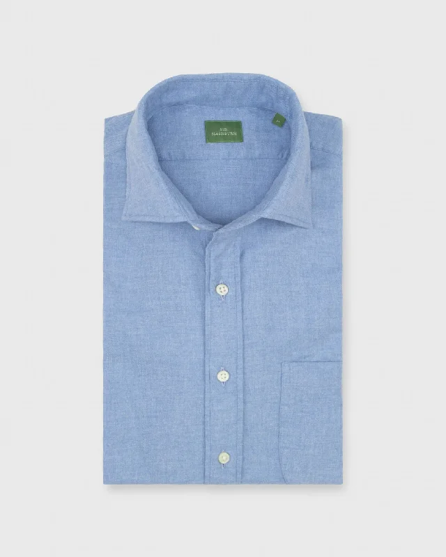 Men's Wrinkle-Free Shirts for Easy CareSpread Collar Sport Shirt in Light Blue Flannel