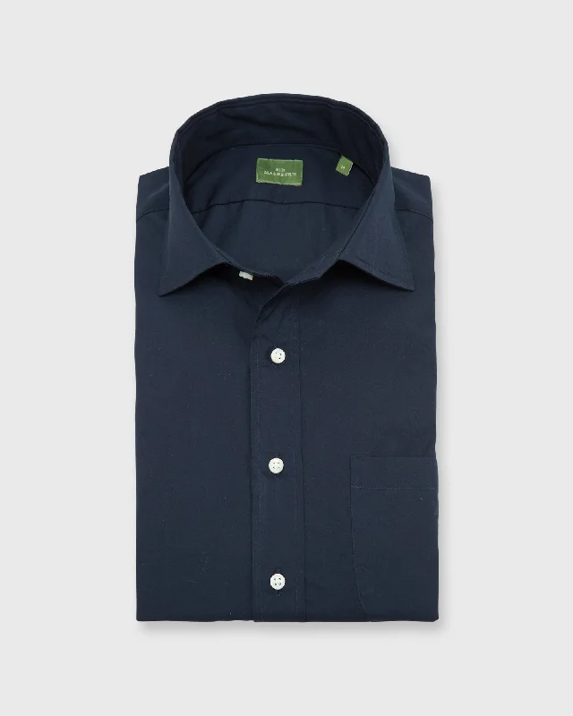 Men's Fishing Shirts for Water SportsSpread Collar Sport Shirt in Navy Poplin