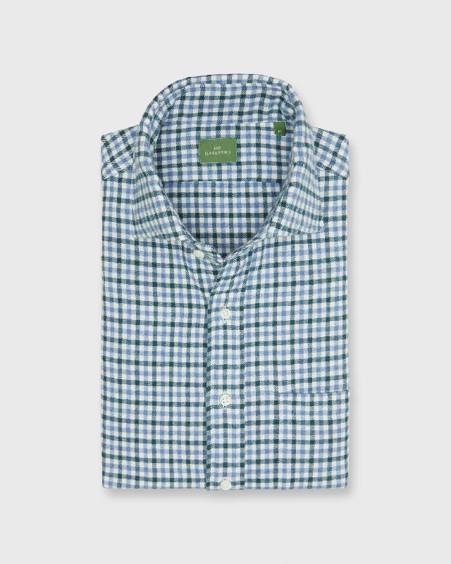 Versatile Men's Short-Sleeve ShirtsSpread Collar Sport Shirt in Spruce/Delft/Bone Tattersall Flannel