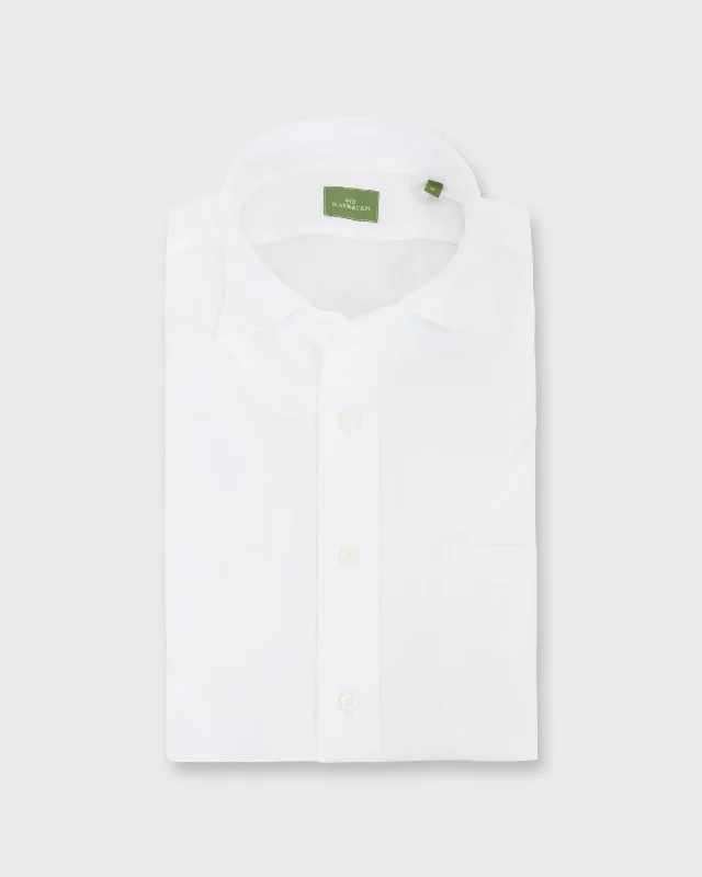 Lightweight Men's Poplin ShirtsSpread Collar Sport Shirt in White Poplin