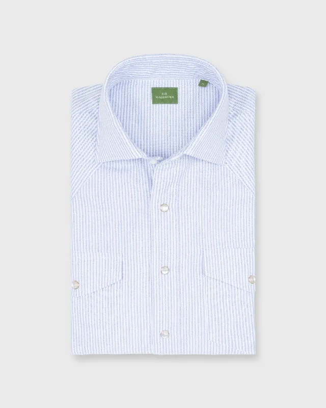 Men's Wingtip-Collar Shirts for a Classic TouchWestern Work Shirt in Blue/White University Stripe Oxford