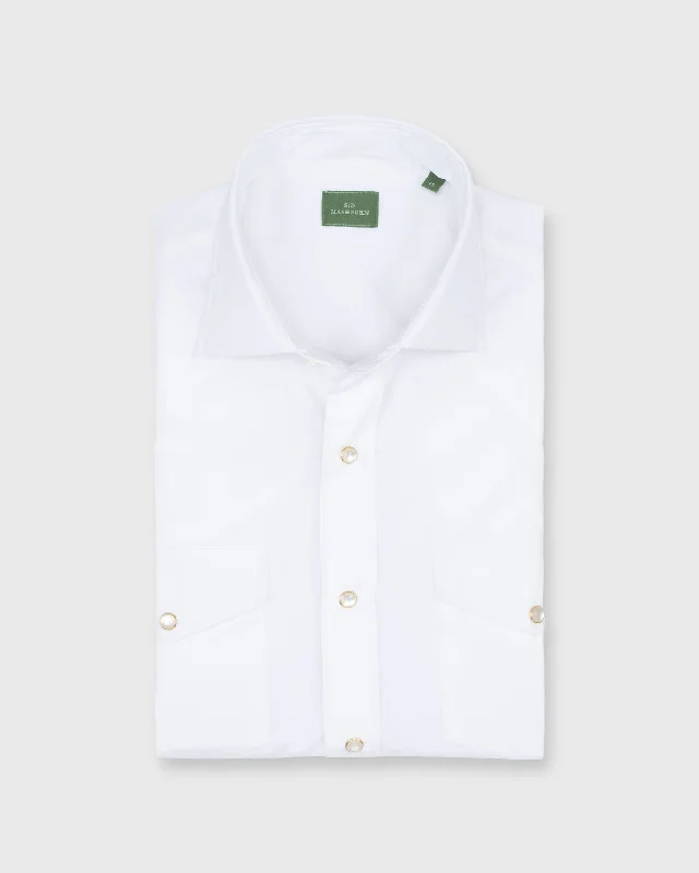 Men's Weekend Shirts for Leisurely OutingsWestern Work Shirt in White Poplin