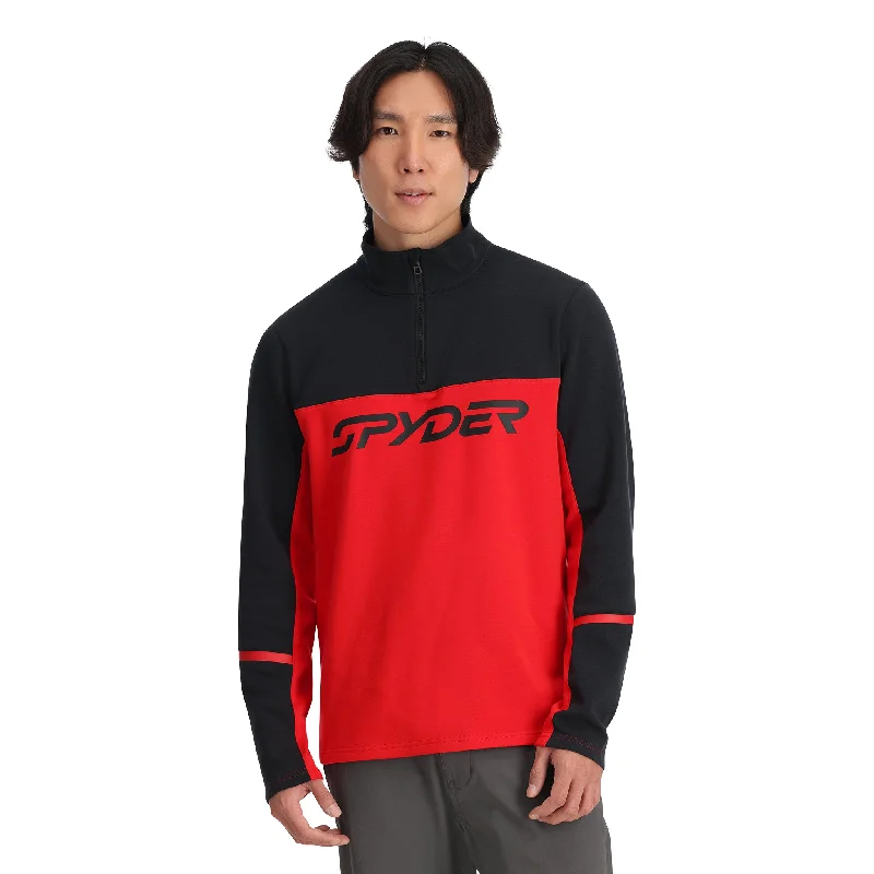 Men's Hoodies with Asymmetric ZippersMens Speed Fleece Half Zip - Spyder Red