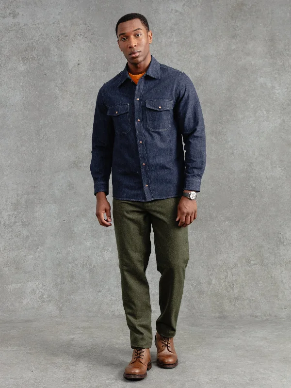 Men's Collared Shirts for Formal OccasionsThe Denim Studded Utility Overshirt