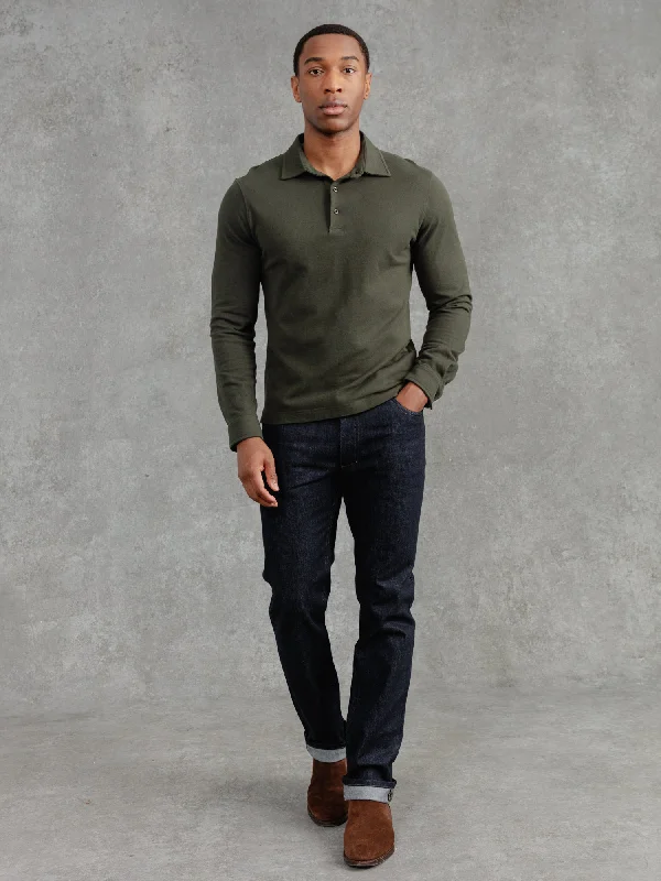 Men's Relaxed-Fit Shirts for Casual ComfortThe LS Polo - Dark Green