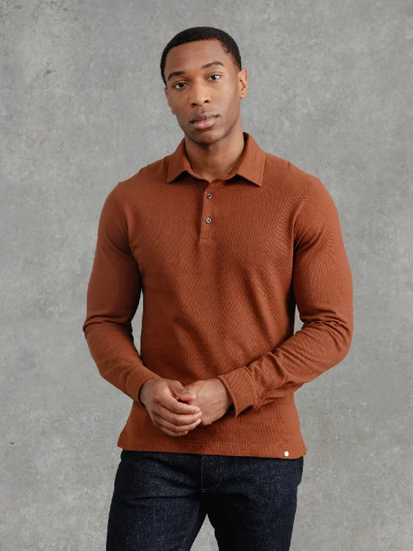 Men's Spread-Collar Shirts for a Bold StatementThe LS Polo - Russet