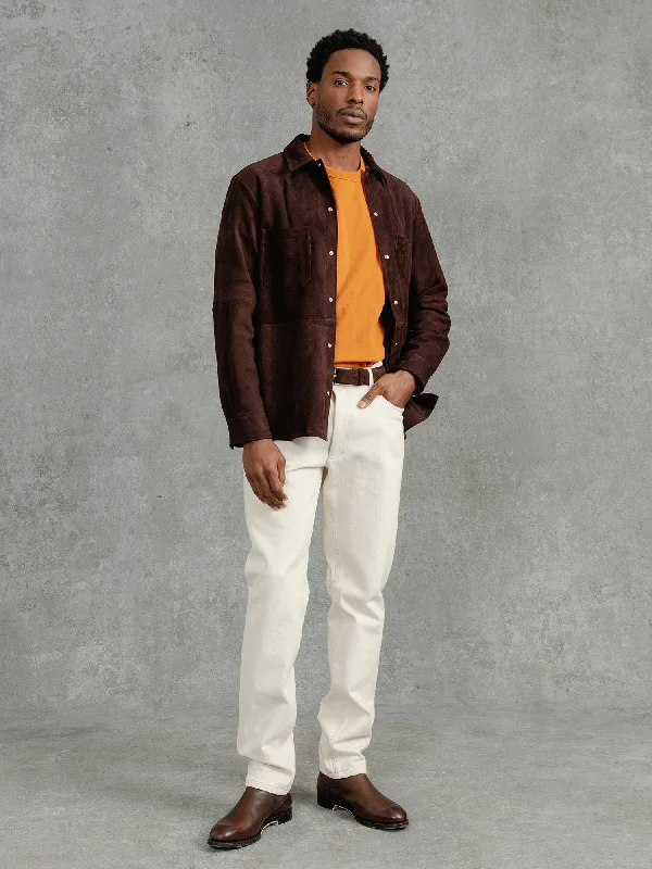 Men's Unique Dress Shirts for a Statement LookThe Suede Studded Overshirt - Bark