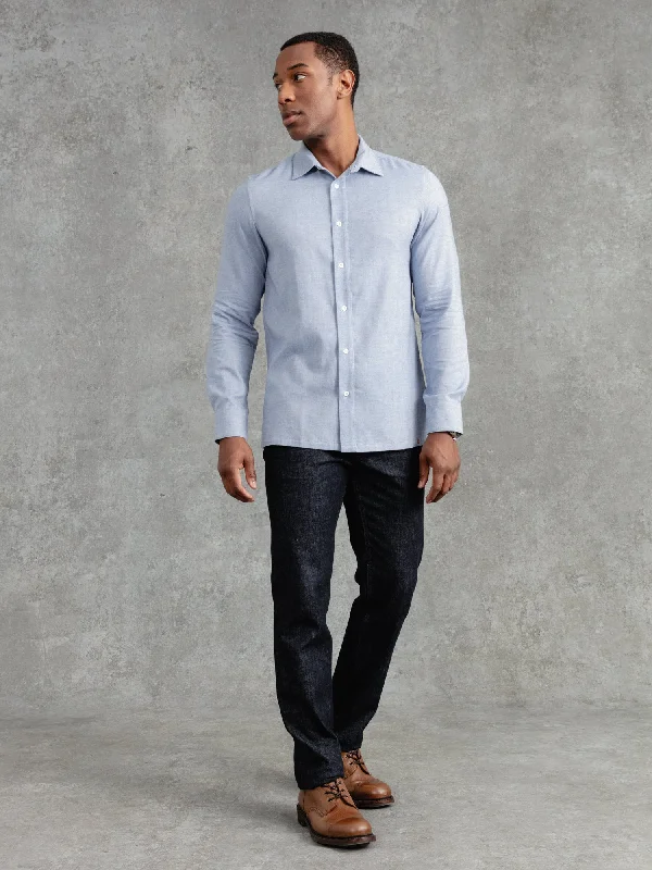 Men's Monochrome Shirts for a Minimalist VibeThe Victor Melton Shirt - Oxford Blue Herringbone