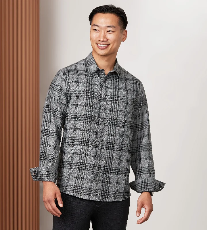 Men's Solid-Color Button-Down Shirts for VersatilityModern Fit Long Sleeve Rayon Flannel Sport Shirt