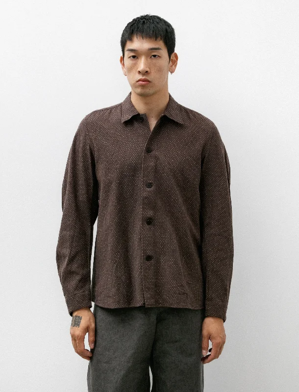 Men's Easy-Care Shirts for Busy LifestylesBow Sleeve Shirt Brown Sashiko Cloth