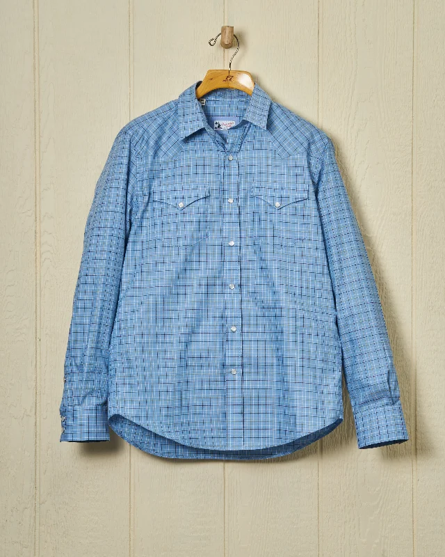 Men's Essential Dress Shirts for Everyday WearWestern Sea-Washed Shirt in Blue Tattersall