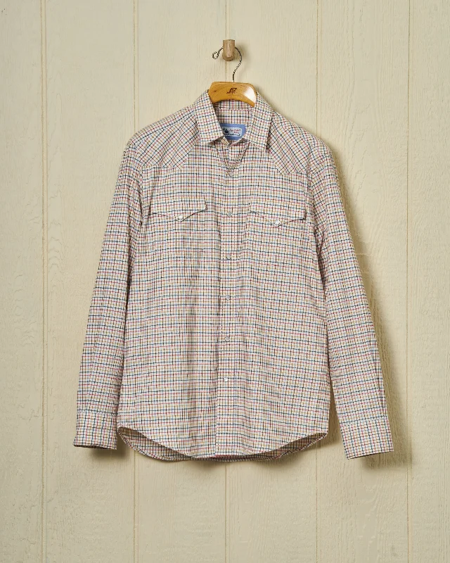 Men's Big and Tall Shirts for Added ComfortWestern Sea-Washed Shirt in Cream Ground Mustard Tattersall