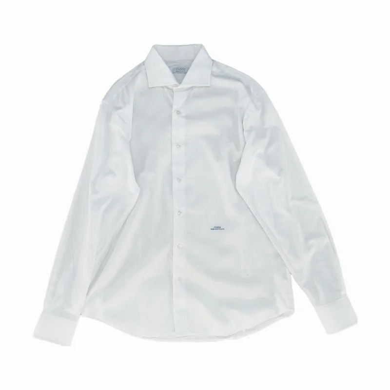 Durable Men's Work ShirtsWhite Solid Long Sleeve Button Down