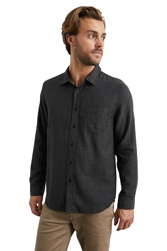 Men's Graphic Print T-Shirts for a Statement LookWyatt Shirt in Black Chambray