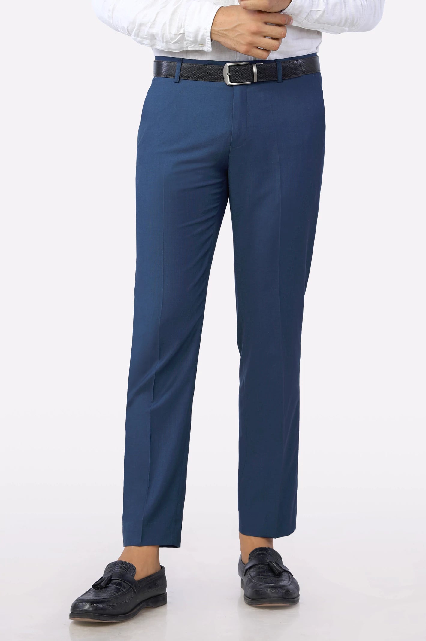 Men's Pants with Water-Resistant FabricRoyal Blue Smart Fit Formal Trouser