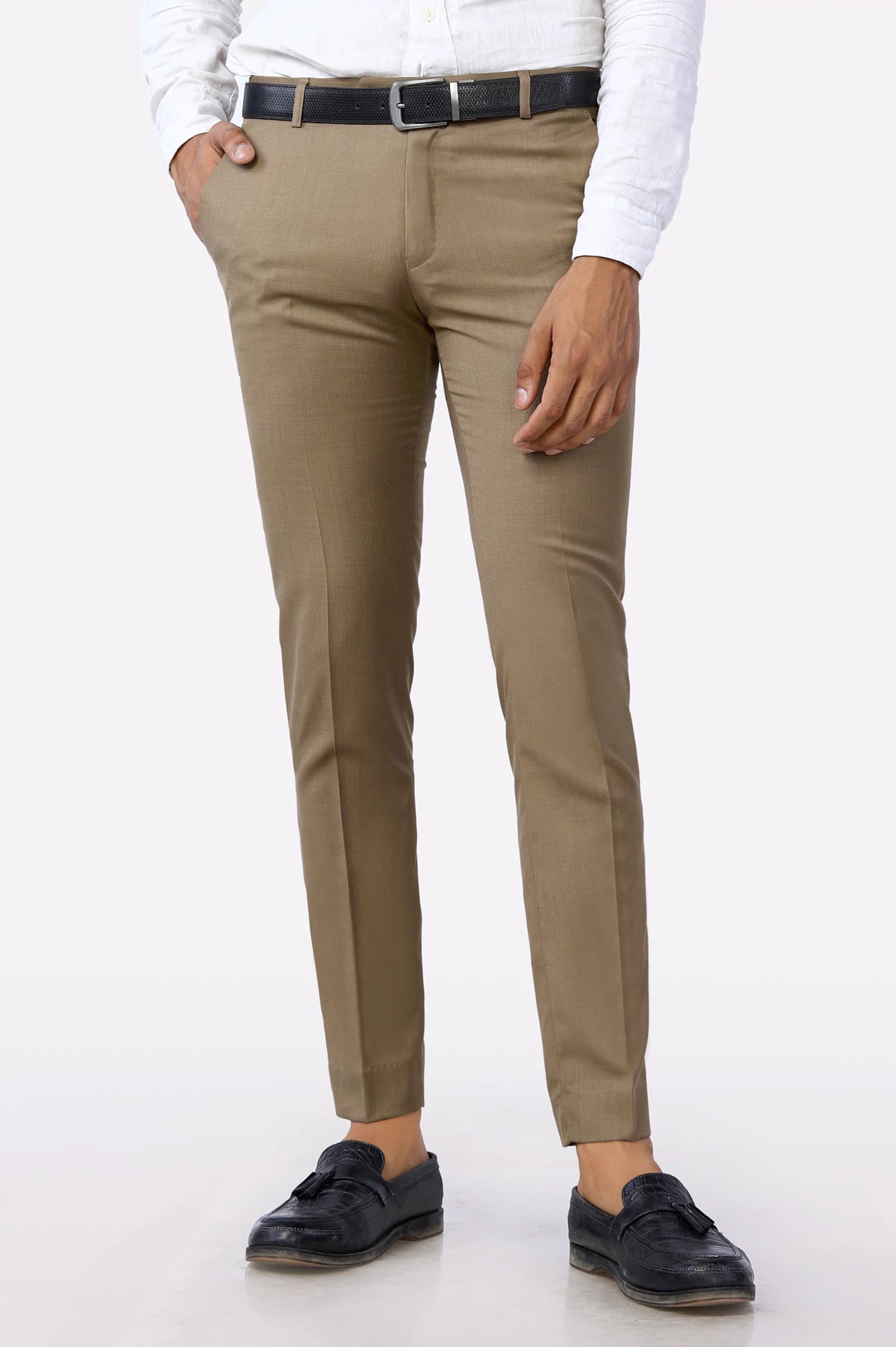 Men's Pants with Back PocketsKhaki Slim Fit Formal Trouser