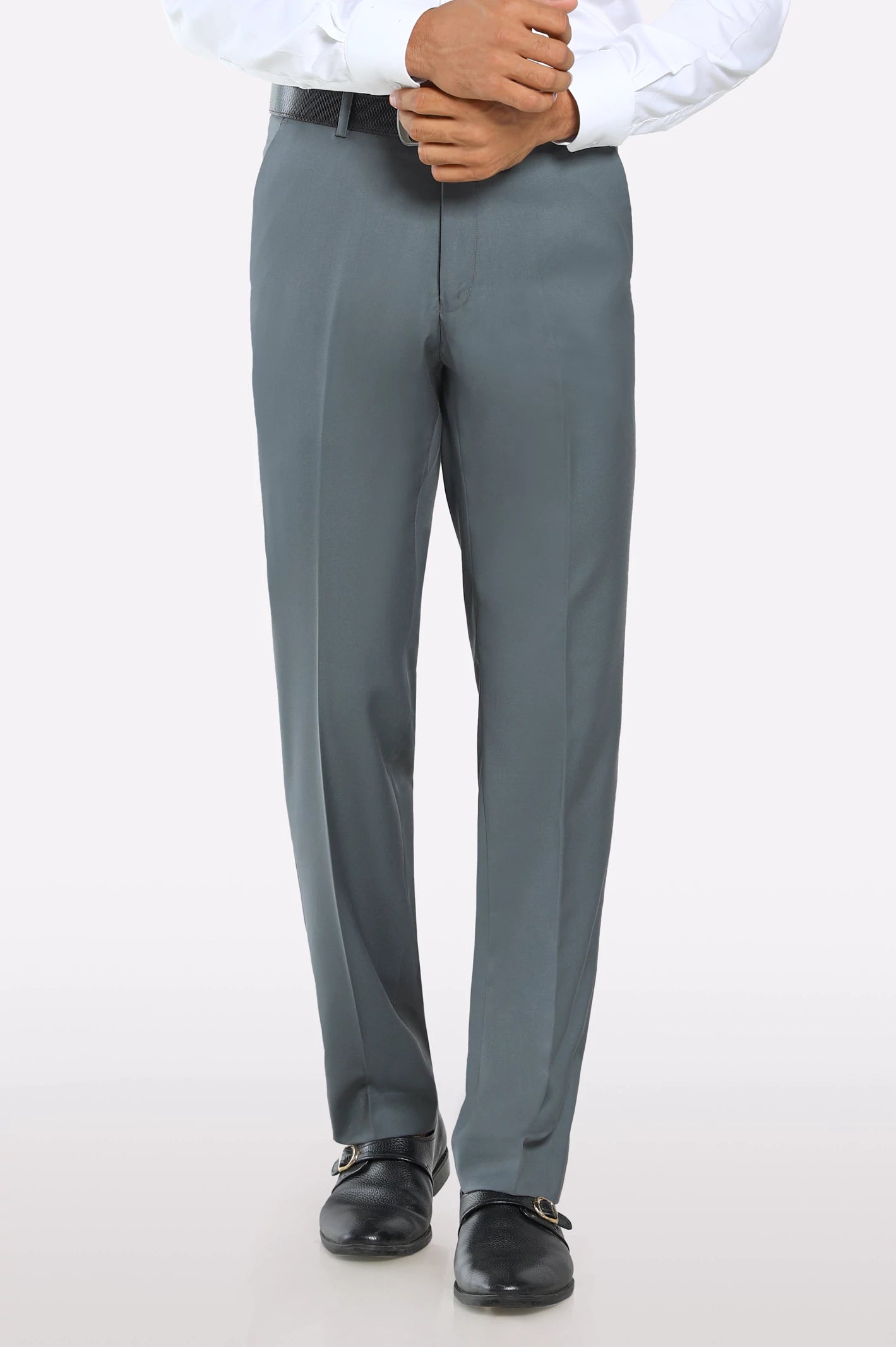 Classic Men's JeansGrey Regular Fit Formal Trouser