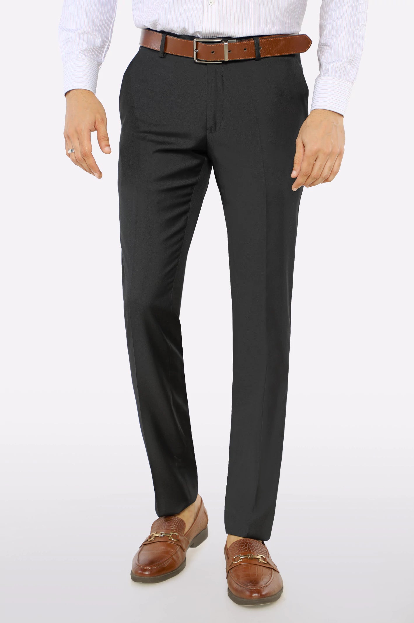 Versatile Men's ShortsBlack Slim Fit Formal Trouser