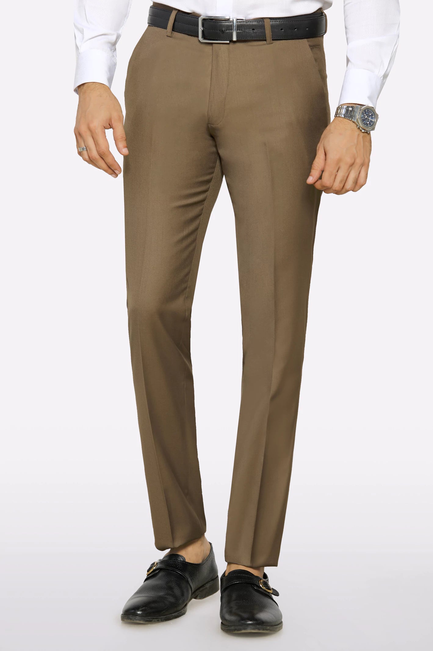 Durable Men's Work PantsBrown Slim Fit Formal Trouser