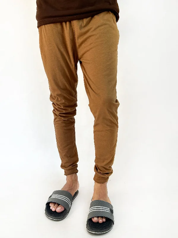 Men's Pants with Deep PocketsBrown Plain Jersey Trouser For Men SN MT100