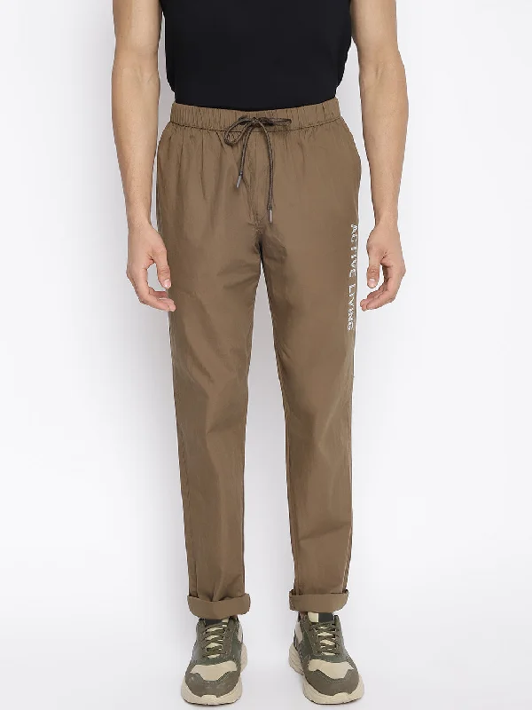 Men's Pants with Elastic CuffsMen Brown Lower