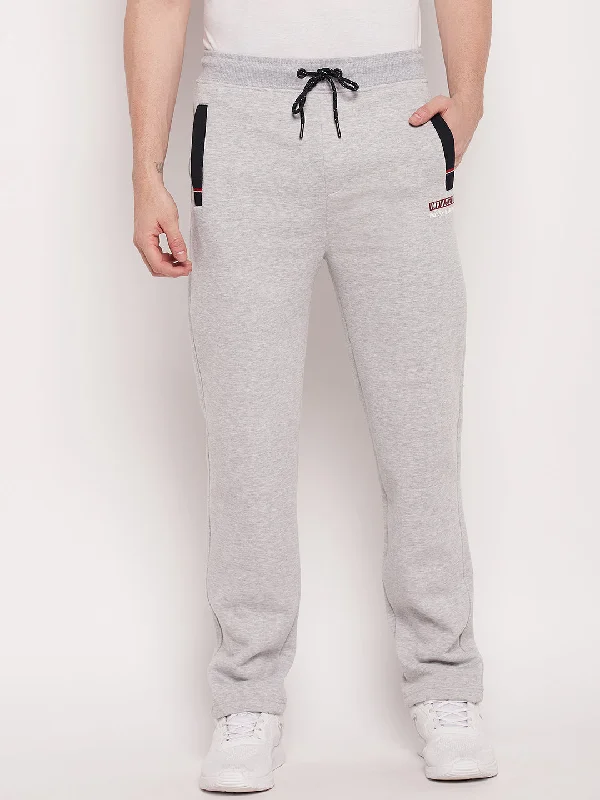 Men's Pants with Patchwork PatternsMen Grey Melange Trackpant