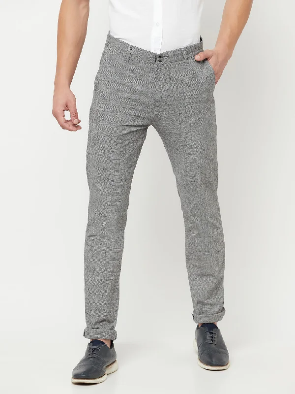 Men's Pants with Flat-Front DesignsMen's Casual Flat front Black Checks Trousers