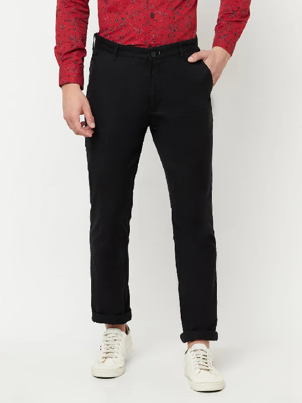 Comfortable Men's JoggersMen's Casual Flat front Black  Trousers