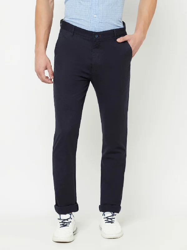 Versatile Men's ShortsMen's Casual Flat front Navy Blue  Trousers