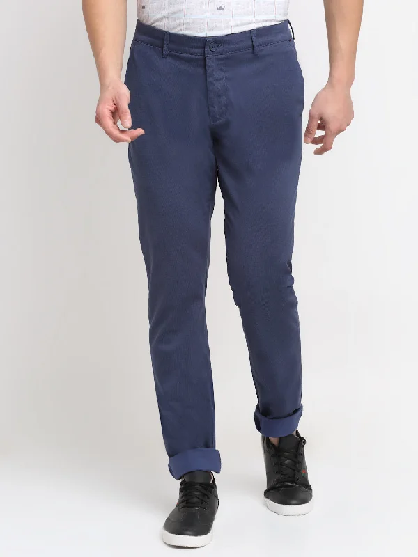 Men's Pants with Hidden PocketsMen's Casual Flat front Light Blue  Trousers