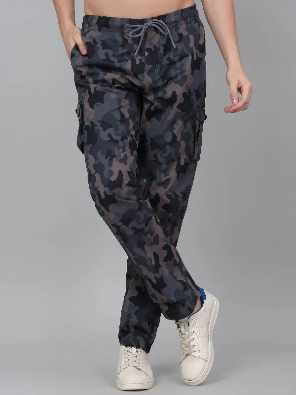 Men's Pants with Belt LoopsMen's Grey Printed Full Length Cargo