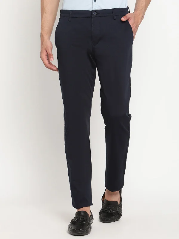 Men's Unique and Designer Bottom Wear for a Statement LookMen's Formal Flat front Navy Blue  Trousers