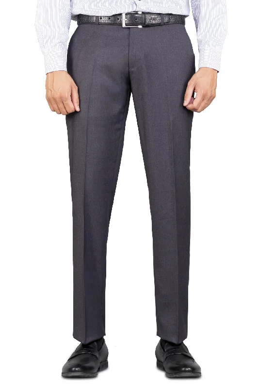 Men's Pants with Deep PocketsGrey Wash & Wear Smart Fit Trouser