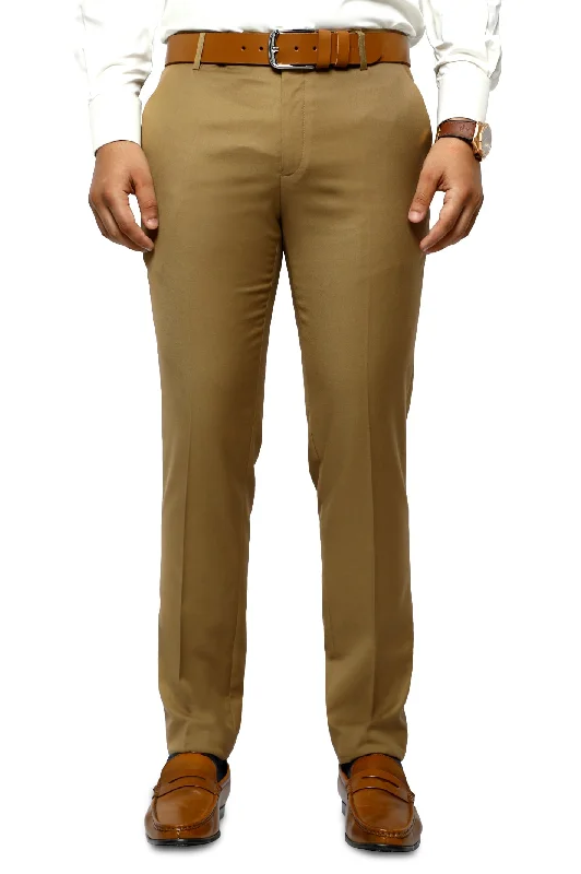 Men's Dress Pants for Special EventsCamel Wash & Wear Slim Fit Trouser